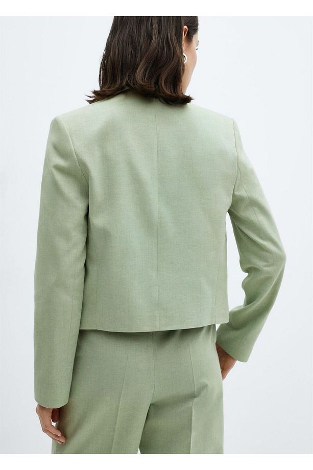 Düğmeli kısa blazer ceket - 4
