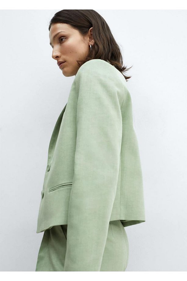Düğmeli kısa blazer ceket - 5