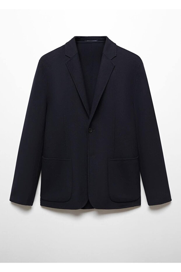 Elde dikilmiş yünlü blazer ceket - 3