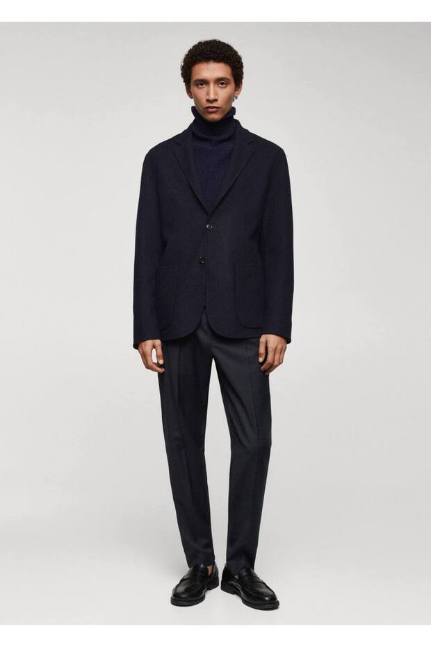 Elde dikilmiş yünlü blazer ceket - 2