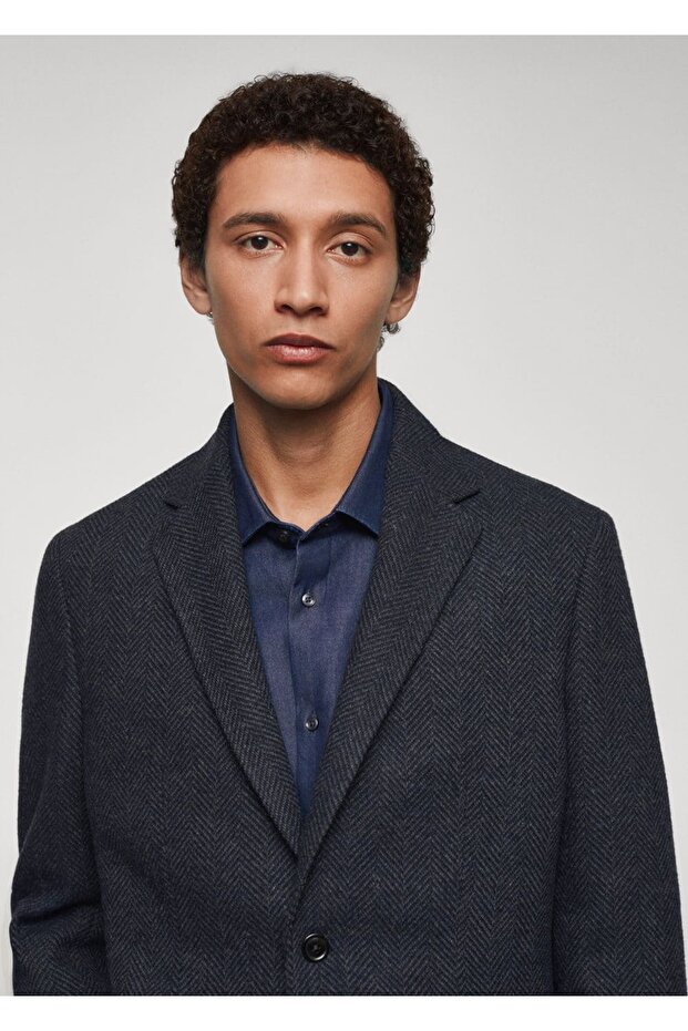 Slim Fit Herringbone Wool Blazer Jacket - 5