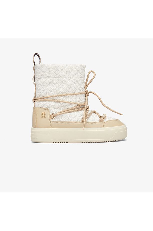 Lace-up Monogram Kadın Bej Bot - 1