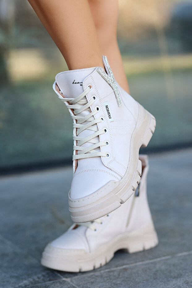 CANDY Lace-Up Stone Detail Boots