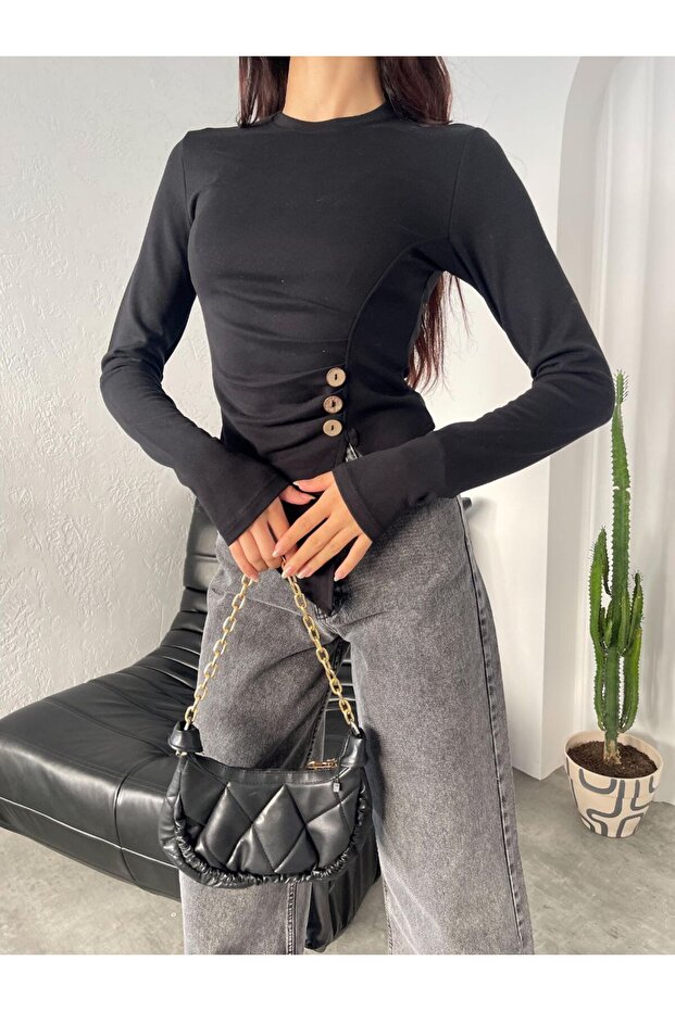Button-Detail Blouse