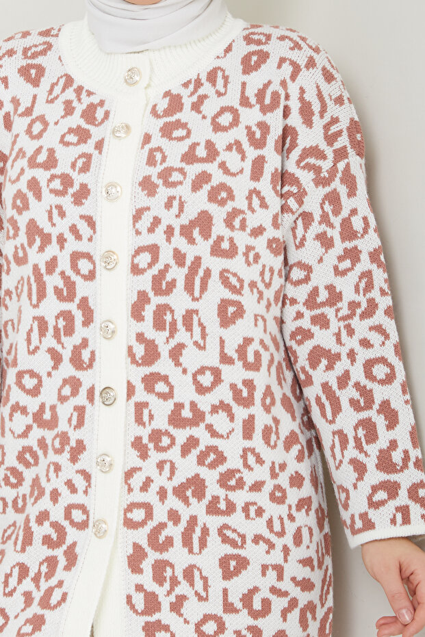 Kadın Leopar Triko Hırka - 8