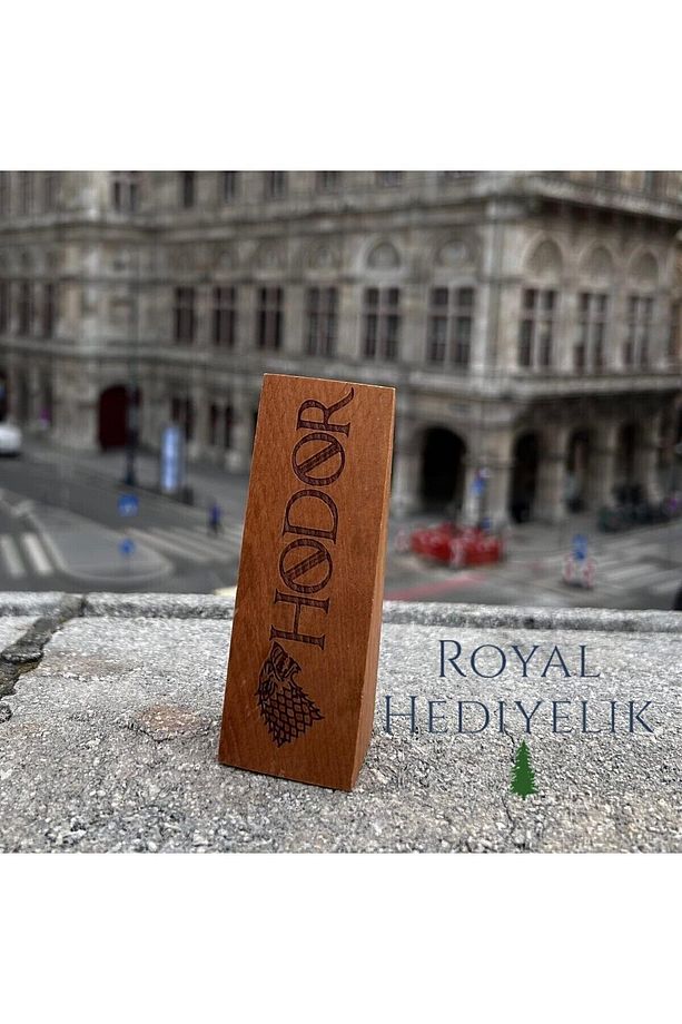 2 Adet Ahşap Kapı Stoperi Kapı Tutucu Takoz Durdurucu Hodor Yazılı Kaymaz Keçeli - 4
