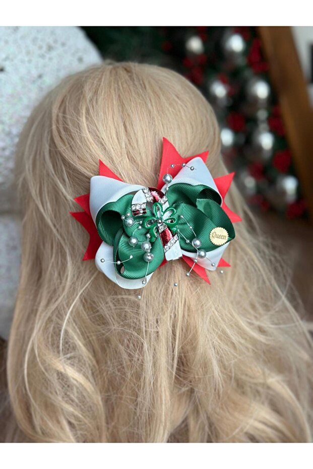 Luxury Design Ornate Large Metal Candy Cane Brooch Layered Bow Christmas Christmas Brooch Automatic
