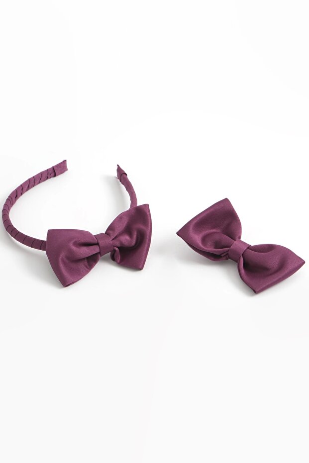 2-Piece Matte Satin Purple Crown and Hair Clip Set