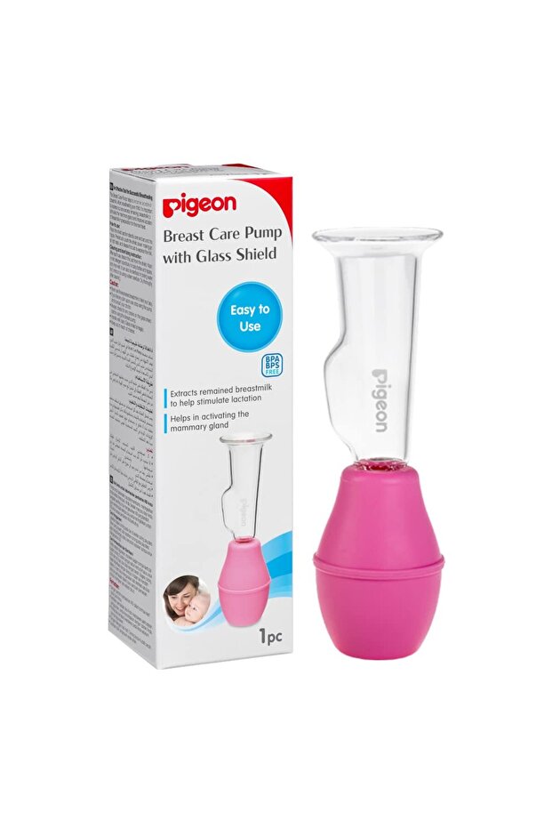 Breast Care Pump with Glass Shield, Pink