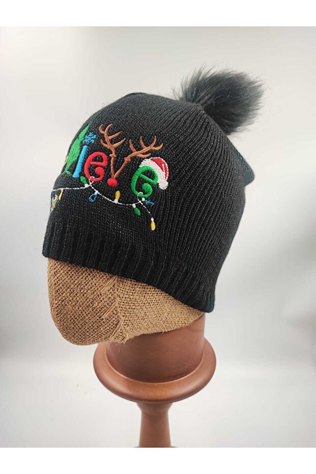 Siyah İşlemeli Yılbaşı Beresi - 4