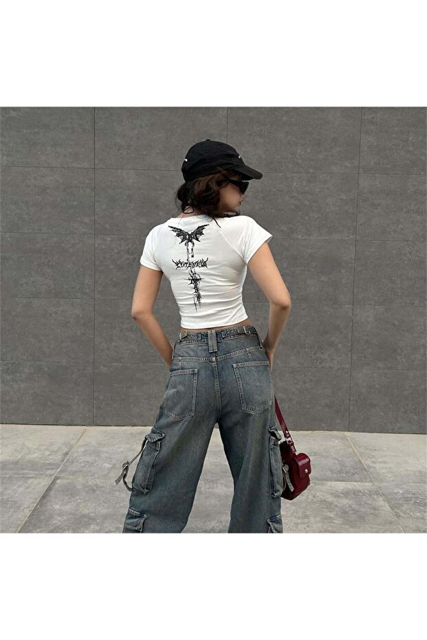 White Gothic Dragon Slayer Short Sleeve Crop