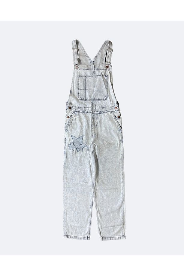 Kot Tulum Mavi Starry Patch Unisex Baggy Salopet - 1