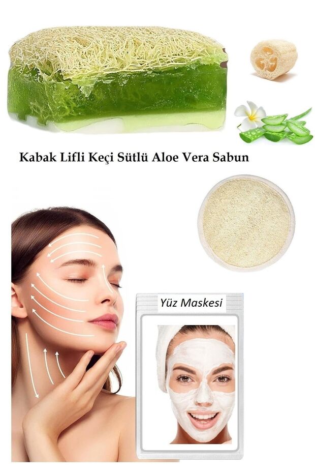 Set of 3 Pumpkin Fiber Face Pad Pumpkin Fiber Goat Milk Aloevera Soap Refreshing Skin Care Mask