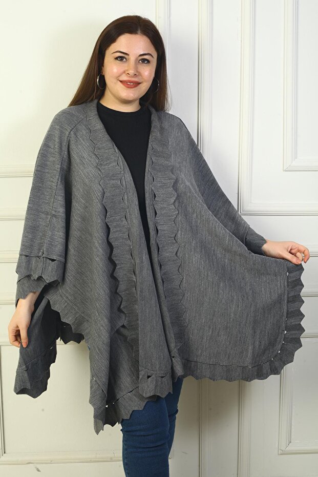 Women's Laser Cut Plus Size Acrylic Poncho