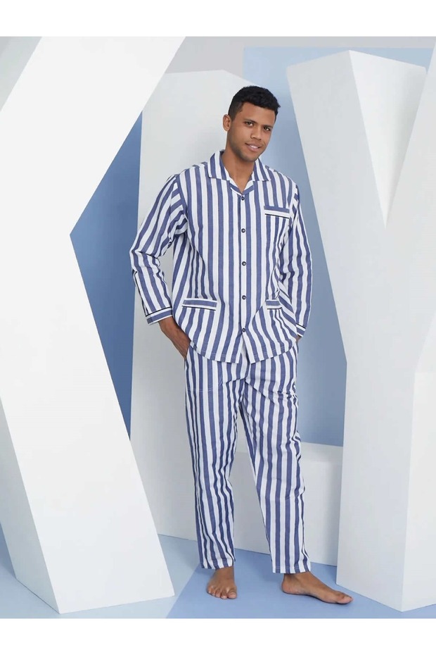 Σετ Πιτζάμες Gaffur με ρίγες Oversize - 2