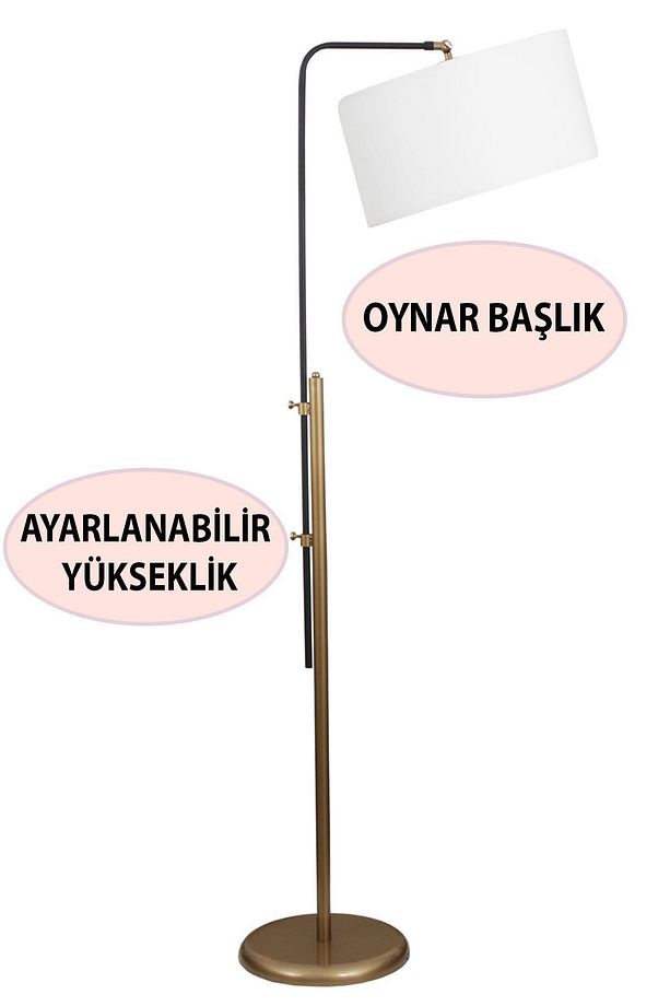 Pente Tekli Siyah Eskitme Lambader Krem Şapka Yatak Odası Oturma Odası Salon Lambader - 2