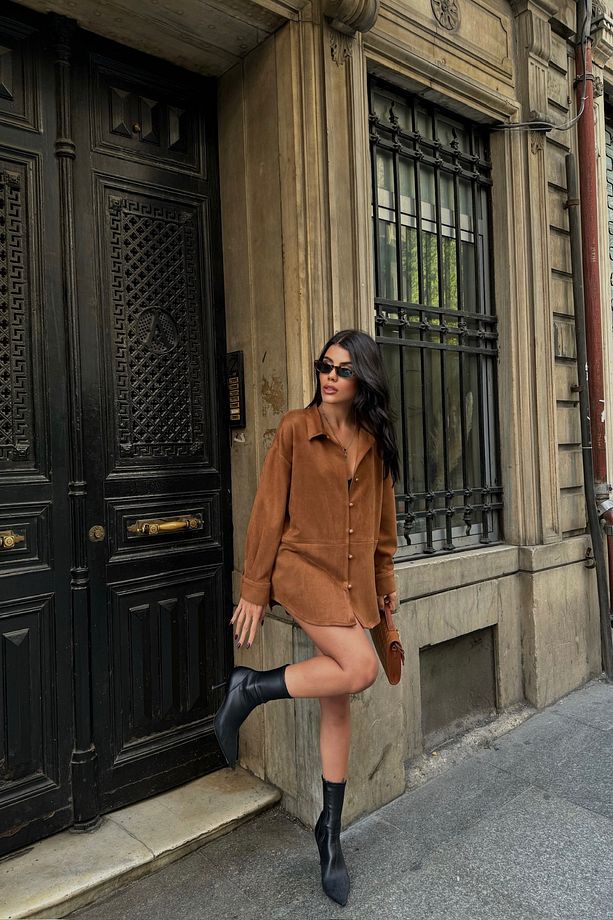 Taba Marka Model Süet Gömlek - 5