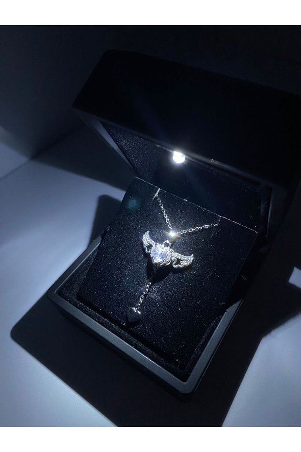 Angel Necklace with Steel Wings in Mini Luminous Box Valentine's Day Christmas Birthday Gift