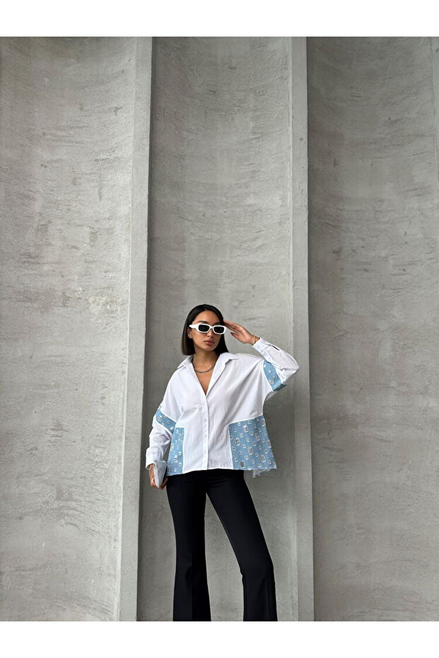 PULLU KOT DETAYLI GÖMLEK - 4