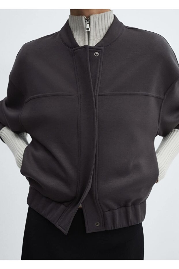 Dekoratif dikişli bomber ceket - 5