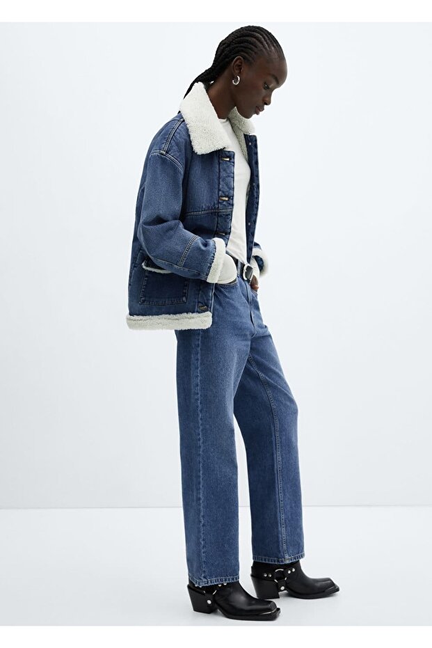 Kürk Görünümlü Oversize Ceket - 6