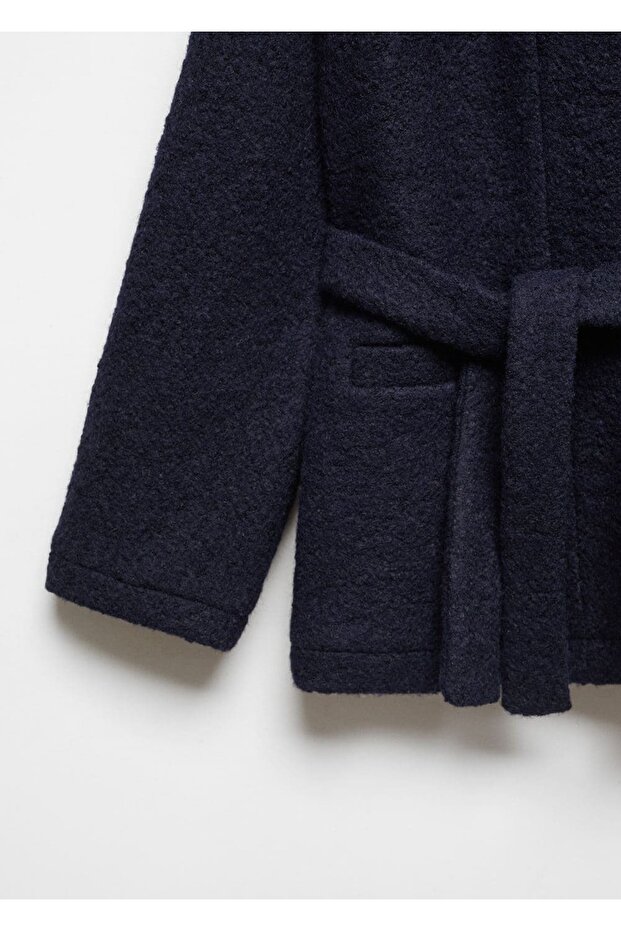 Kemerli yünlü ceket - 8
