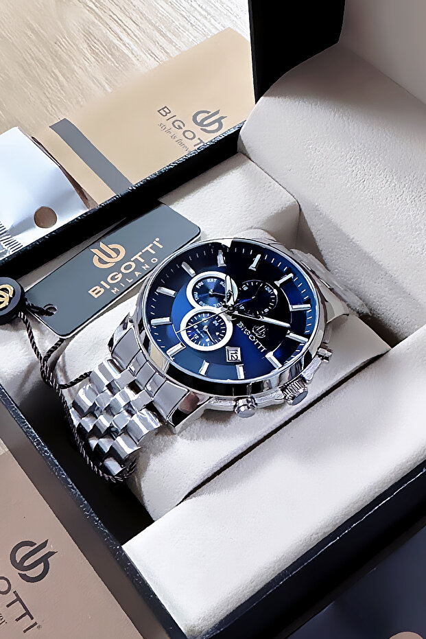 Special Boxed 5 Atm Water Resistant Men's Wristwatch Silver Color Steel Band Bme2016C2