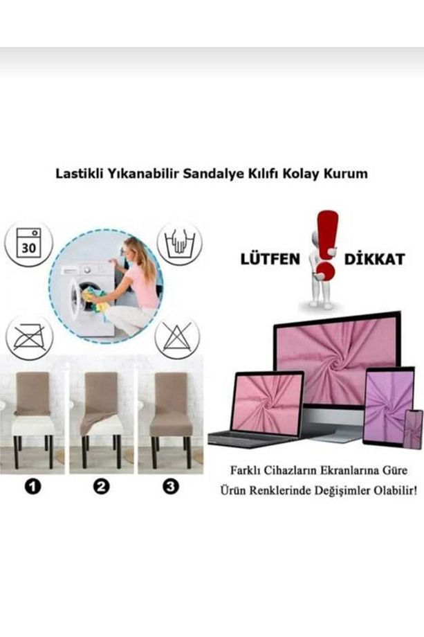 Yüksek Kaliteli Yıkanabilir Lastikli Esnek Likralı Sandalye Kılıfi,sandalye Örtüsü 1 Adet - 5