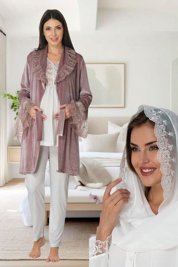 Venera Maternity 4-Piece Maternity Set with Lace Detail, Suitable for Pregnant Tesseture