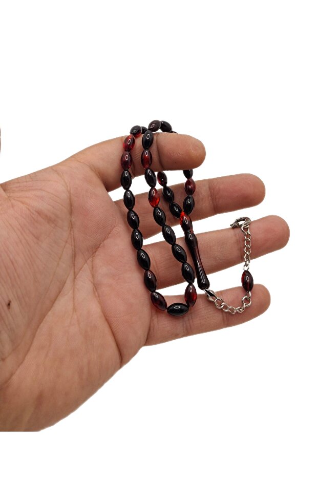 مسبحة صلاة من العنبر باللون الأسود والأحمر