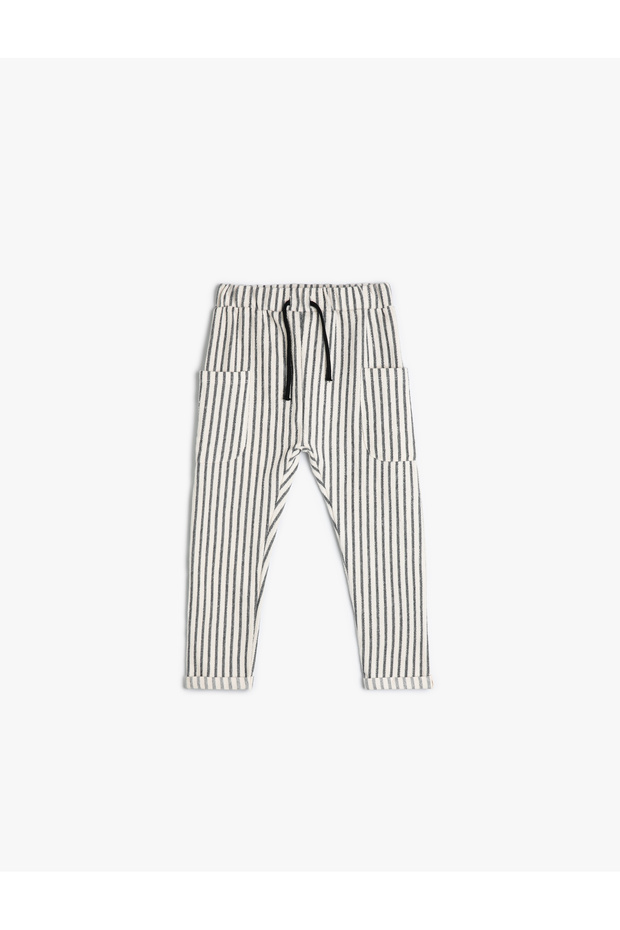 Sweatpants with Tie Waist and Pocket Detail Cotton
