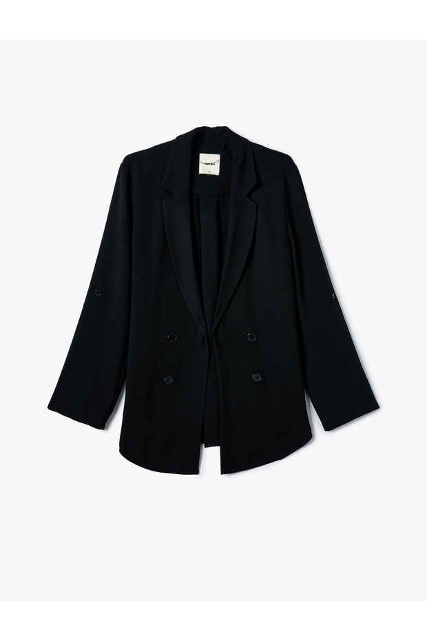 Blazer Jacket Double Breasted Buttoned Foldable Sleeves Relaxed Fit