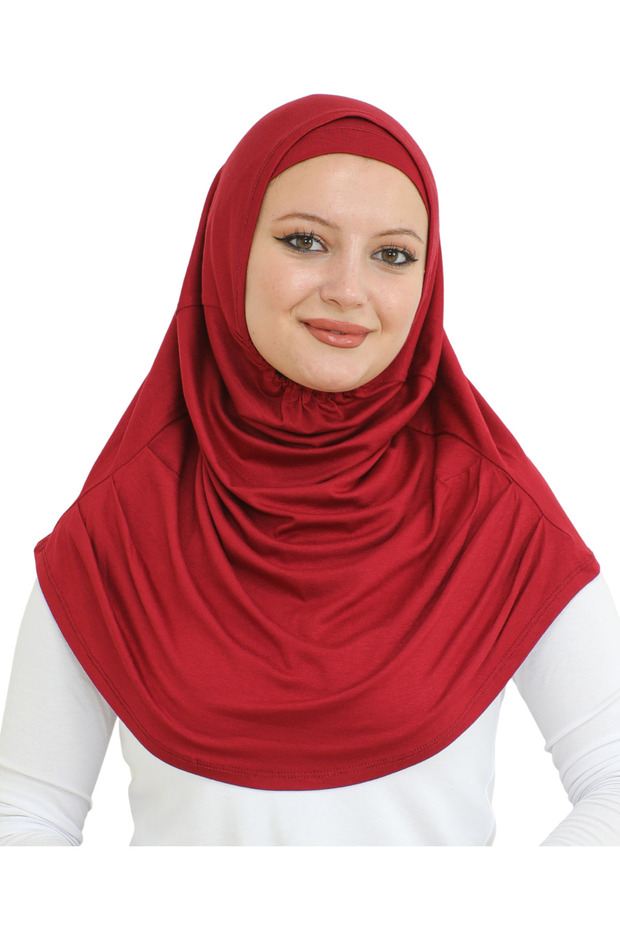 Two Piece Ready to Wear Neck Collar Hijab Shawl Ready Scarf Viscose - Burgundy