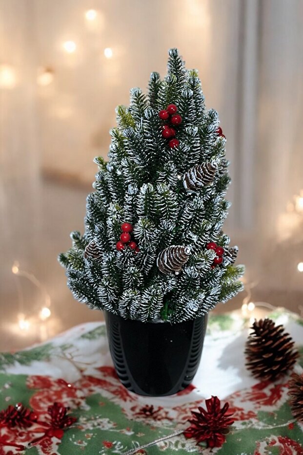 Snow Patterned Christmas Pine Tree 42 cm - 1