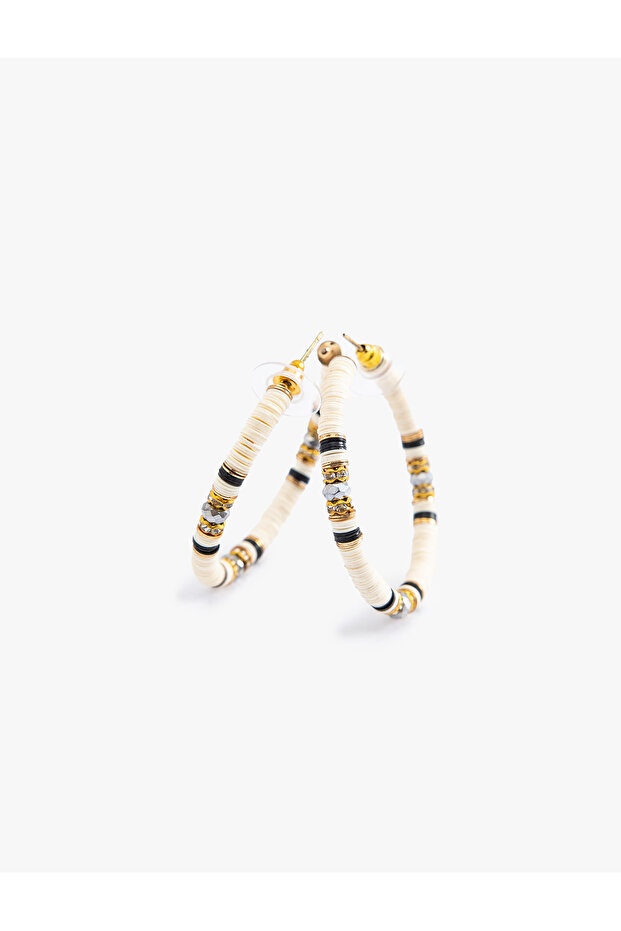 Multicolored Beaded Hoop Earrings - 3
