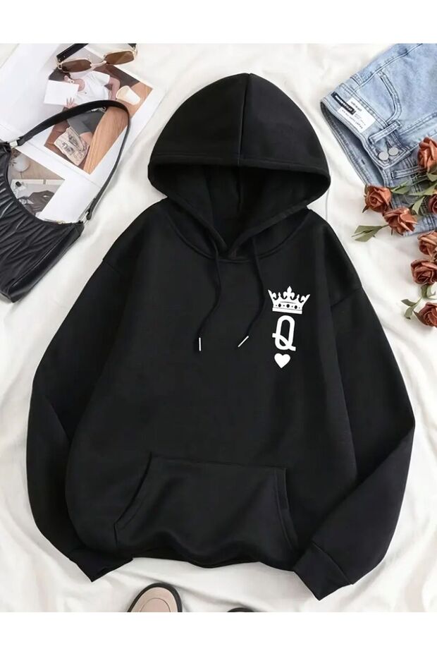 سويت شيرت Crown Q مطبوع بخيطين