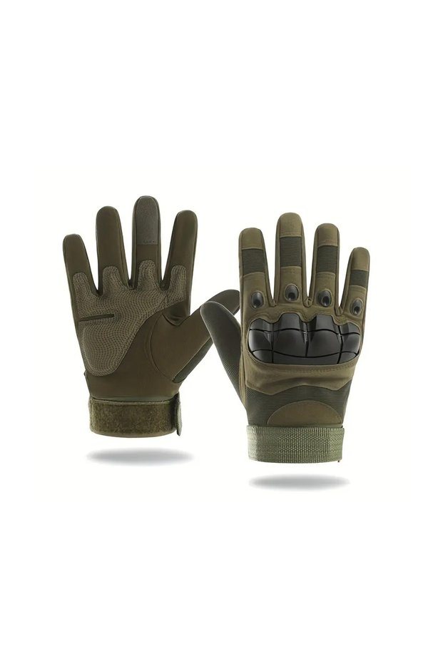 Khaki Bone-Colored Long Tactical Gloves