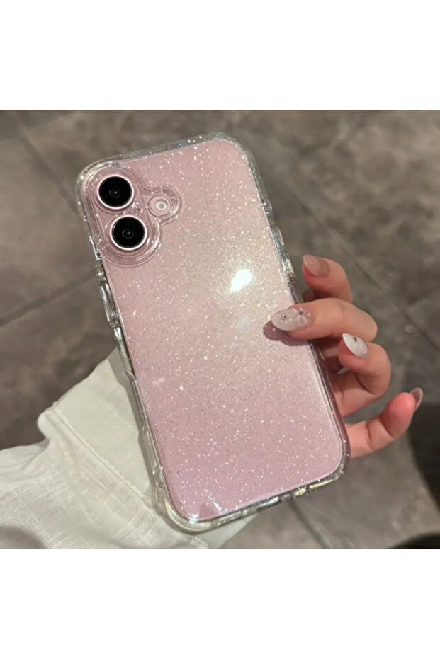 KVK PRİVACY Apple iPhone 16 Uyumlu Şeffaf Kılıf Simli 2.0mm Darbeye Dayanıklı Silikon Yumuşak Kapak