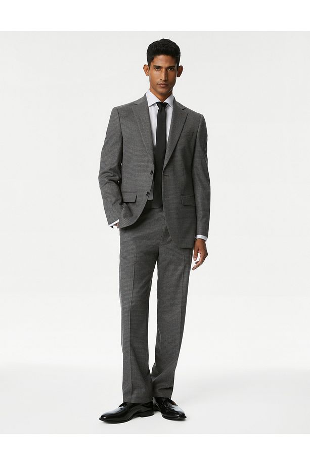 Regular Fit Ekose Desenli Yün Pantolon - 8