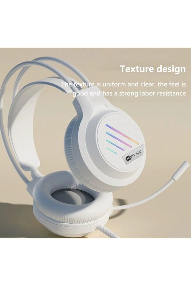 YR-100 RGB Aydınlatmalı Mikrofonlu Gaming Oyuncu Kulaklığı - 3.5mm Jack + USB - Beyaz - 5