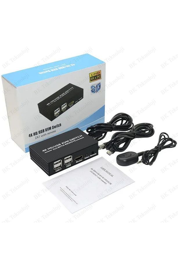 2 Port 4K Anahtarlı HDMI+USB KVM Switch 2 Bilgisayar 1 Monitör - 6