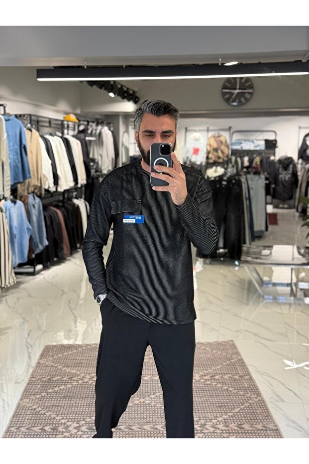 Fitilli İnce Sweatshirt - 3