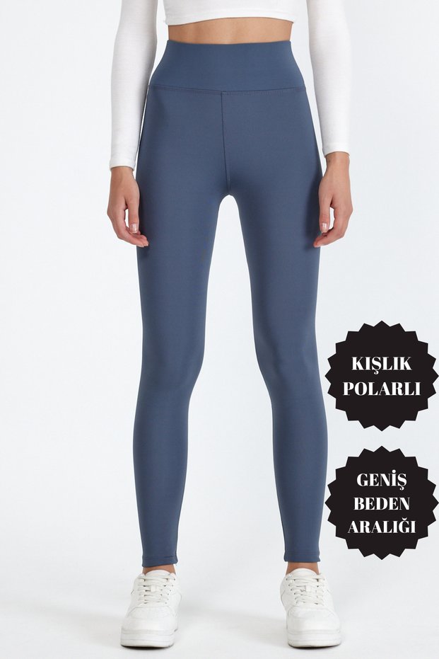Women's High Waist Fleece Lace-Up Tightening Anthracite Winter Tights