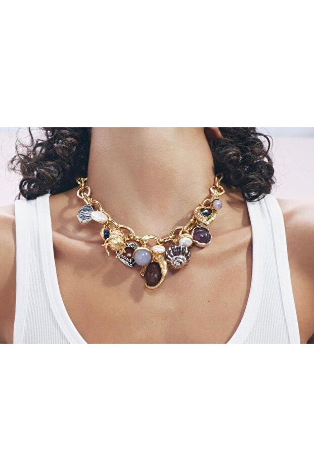 Charmlı Çelik Kolye - 1