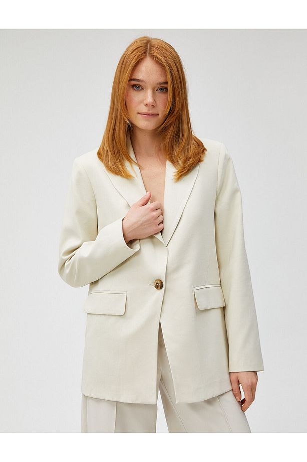 Oversize Blazer Ceket Tek Düğmeli - 1