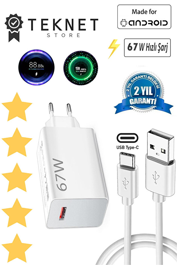 TEKNETSTORE Xiaomi Redmi Note 11/11pro/12/12 Pro/13/13pro Uyumlu 4g Turbo Hızlı Şarj Cihazı Aleti