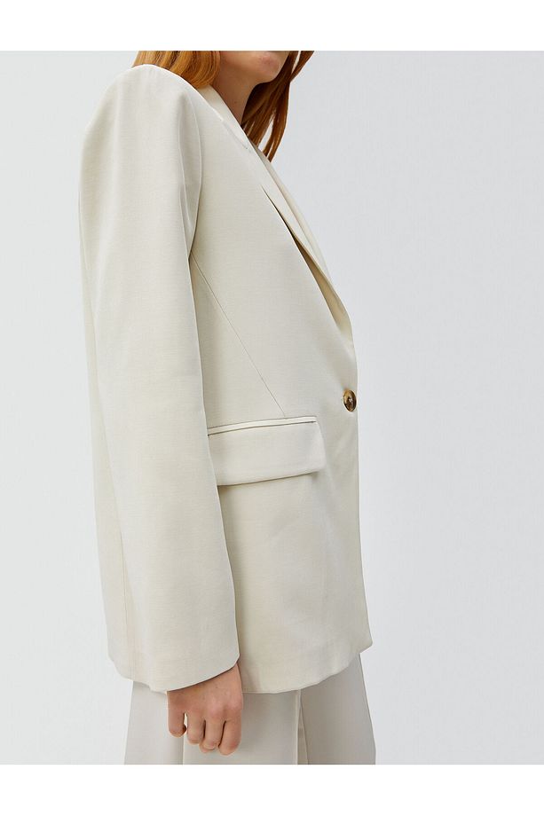 Oversize Blazer Ceket Tek Düğmeli - 5