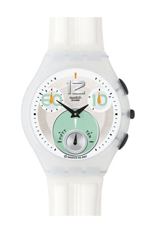 ساعة للجنسين من طراز Fog Tide Suyw100 بحزام بلاستيكي، فضي/أبيض، حزام