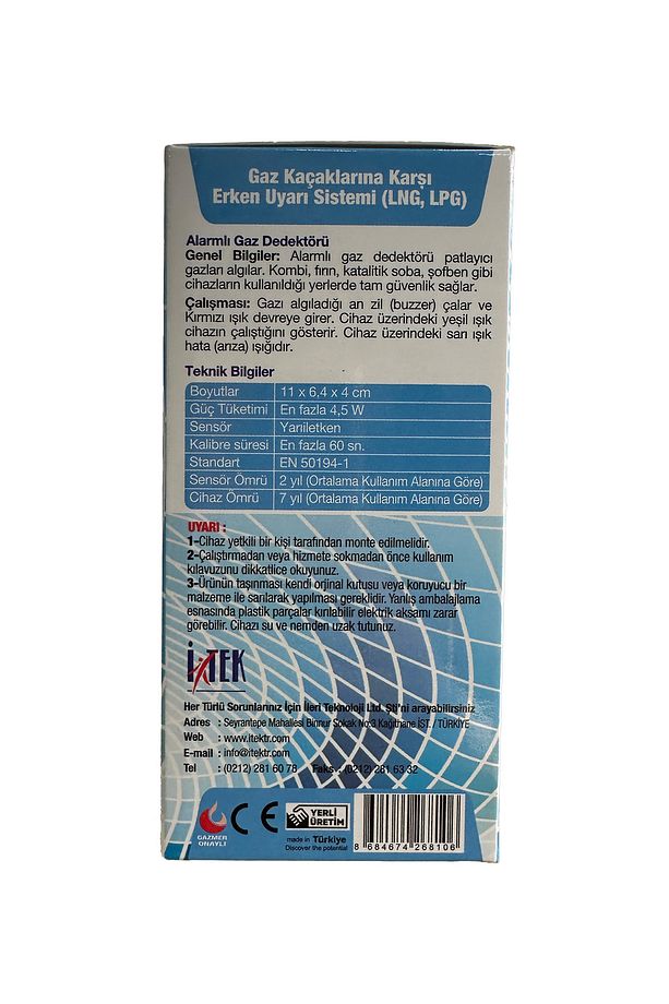 Doğalgaz Alarm Cihazı Nys-3 Model Gaz Dedektörü, Garantili Itek - 3