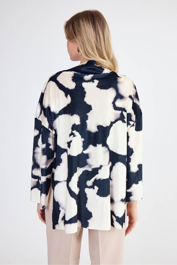 الياقة المدورة نمط التعادل صبغ بلوزة - 4